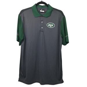 NFL Onfield Apparel Jets Nike Dri-Fit  Men's Preppy Collared Golf Polo Gray L